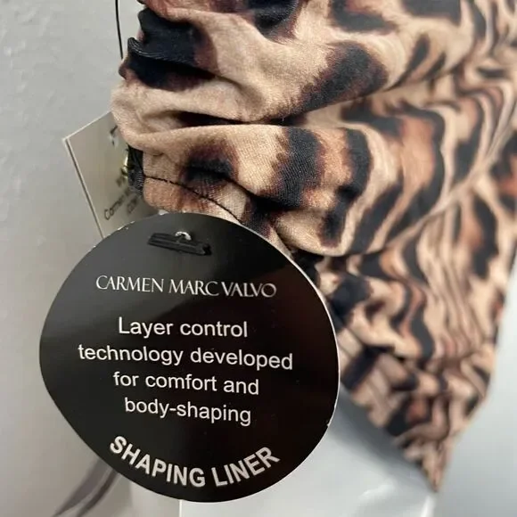 NWT Carmen Marc Valvo Tiger Print Bikini and Matching Bottoms Size XS